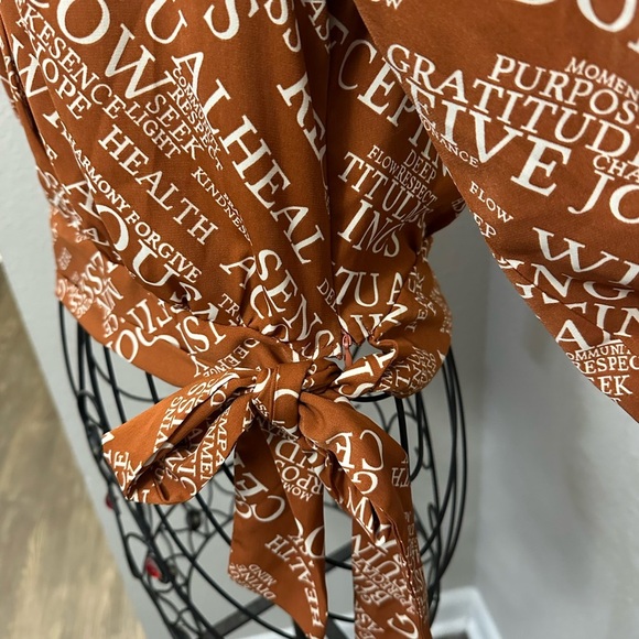 Orange Tie Front Relaxed Blouse - Picture 9 of 9